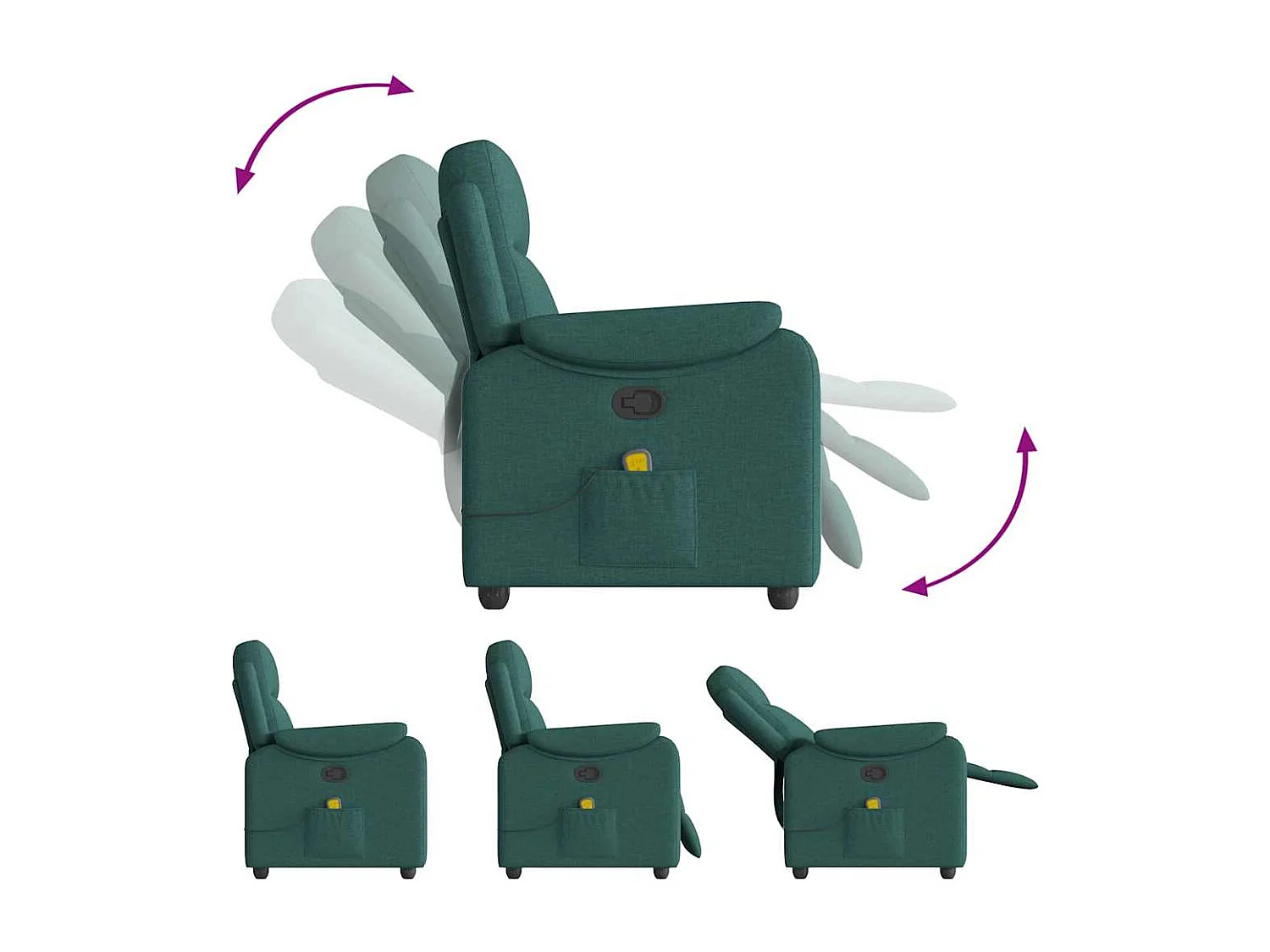 Fauteuil inclinable-Chaise de relax-Fauteuil de Massage Vert foncé Tissu SHL3135