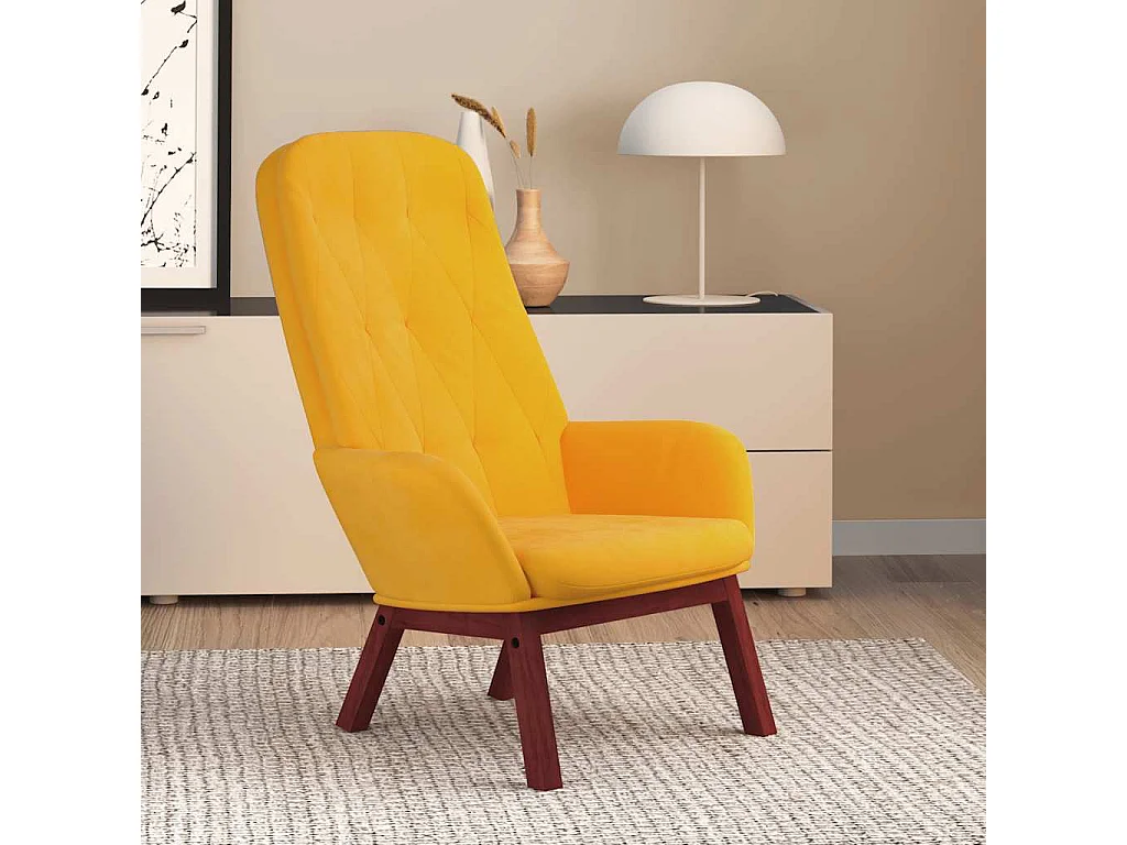 Chaise de relaxation-Fauteuil de Salon Jaune moutarde Velours SHL4266