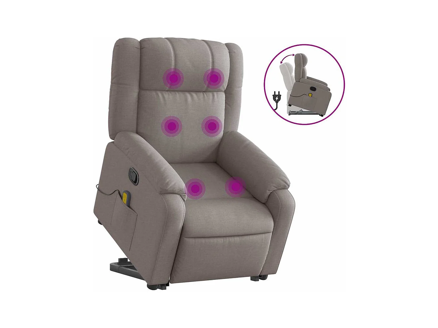 Sillón de relax | Sillón reclinable de masaje elevable tela gris taupé SHL3364