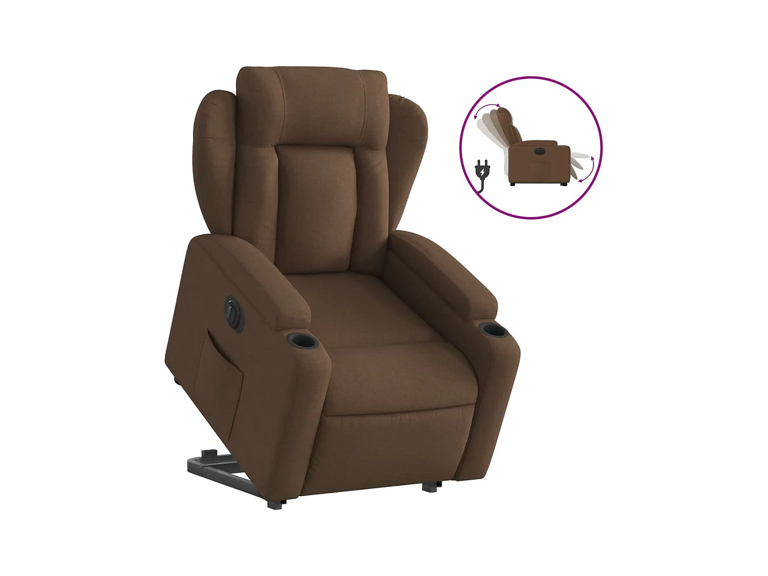 Fauteuil inclinable électrique-Chaise de relax-Fauteuil salon marron tissu SHL3193