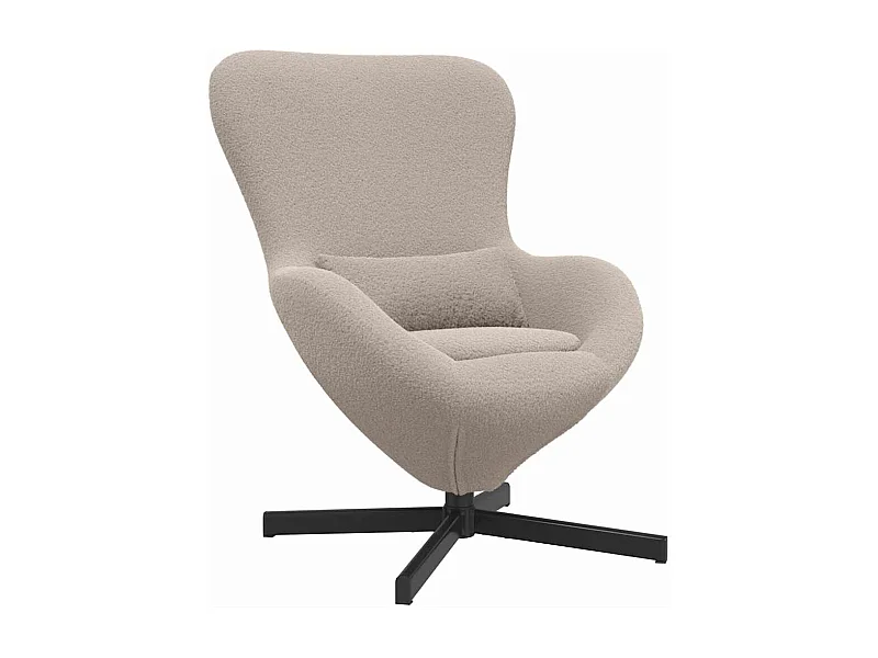 Chaise de Salon-Fauteuil œuf Gris clair Tissu ressemblant à de la laine bouclée SHL2083