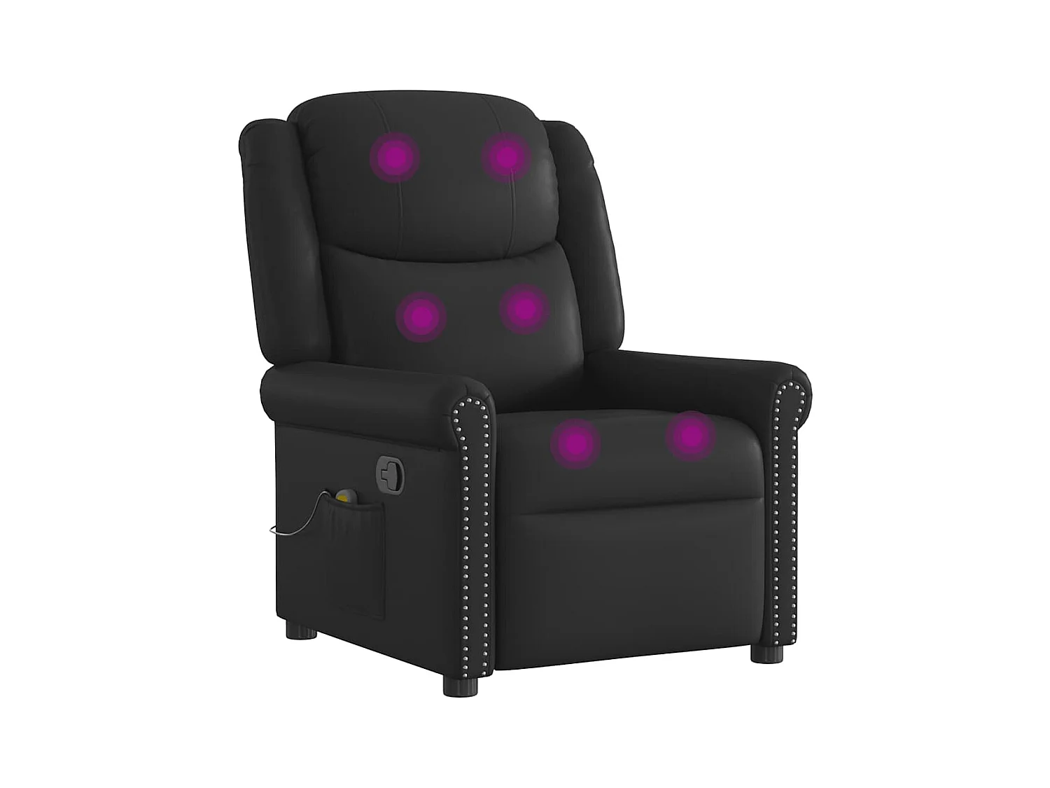 Sillón de relax | Sillón reclinable de cuero sintético negro brillante SHL4623