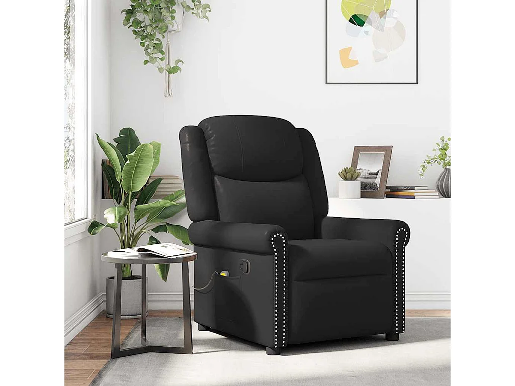 Fauteuil Salon-Chaise de relax-Fauteuil de massage Noir Similicuir brillant SHL4652