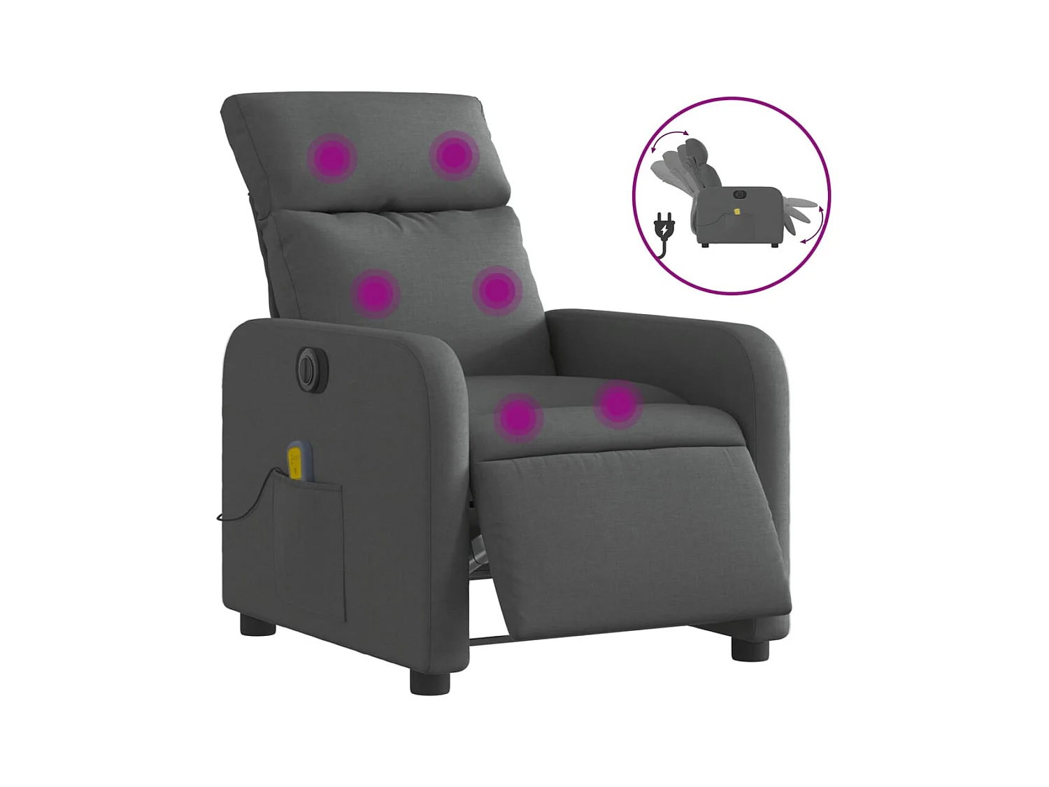 Sillón de relax | Sillón reclinable de masaje eléctrico tela gris oscuro SHL8238