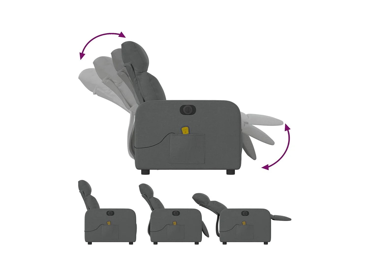 Sillón de relax | Sillón reclinable de masaje eléctrico tela gris oscuro SHL8238