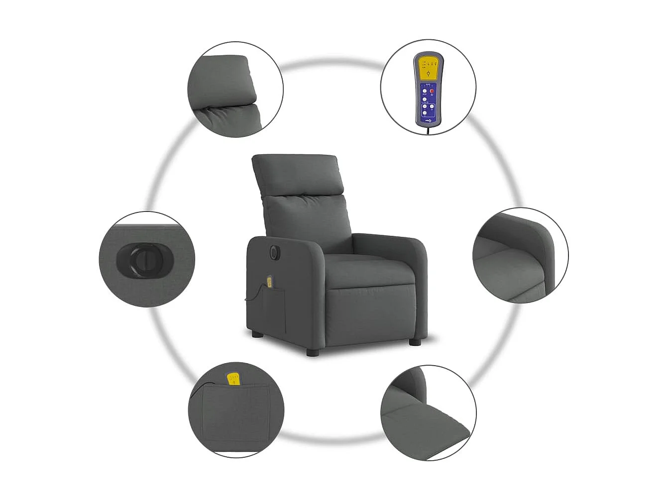 Sillón de relax | Sillón reclinable de masaje eléctrico tela gris oscuro SHL8238