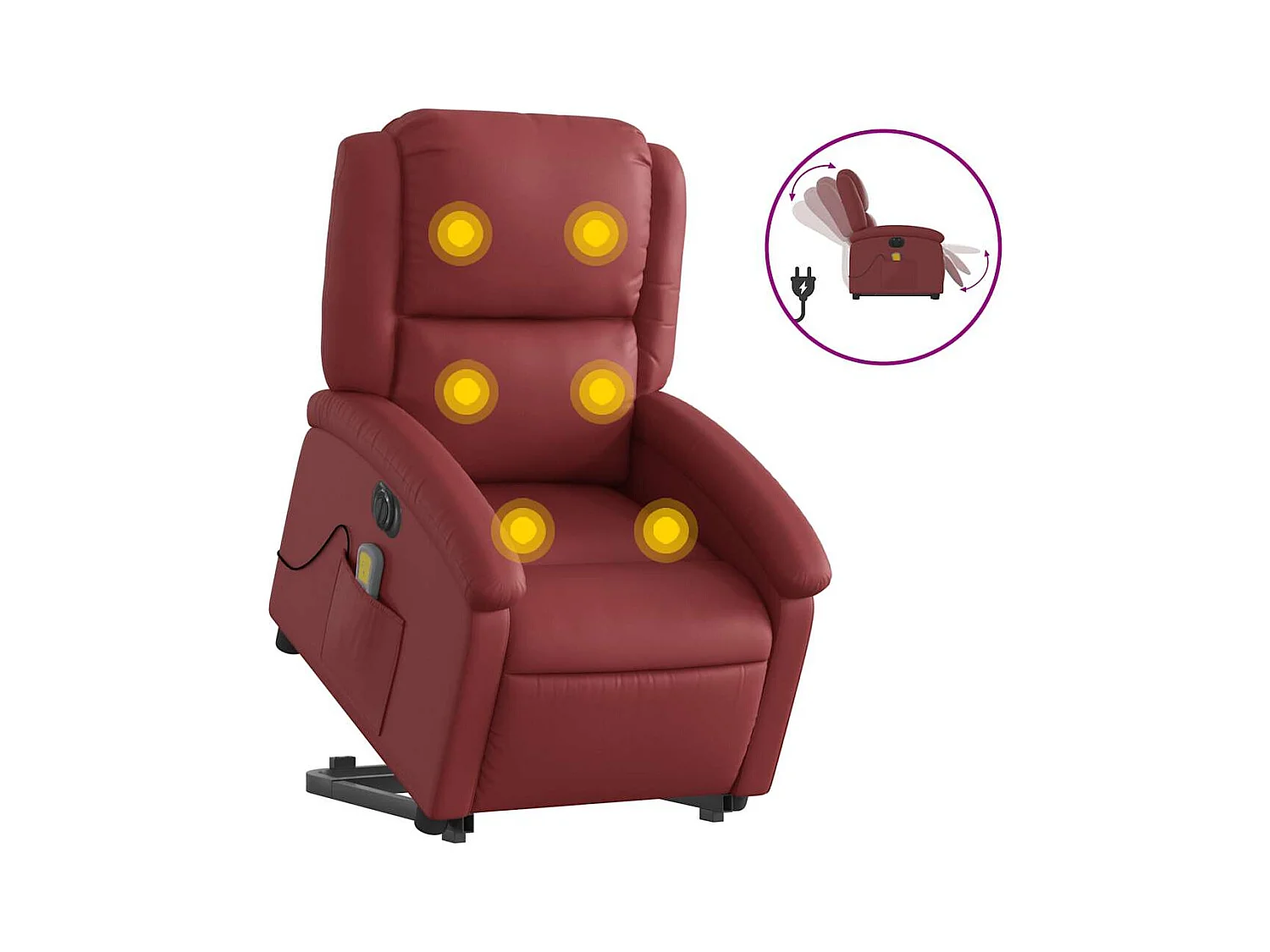 Fauteuil inclinable électrique-Chaise-Fauteuil de Massage rouge bordeaux SHL1122