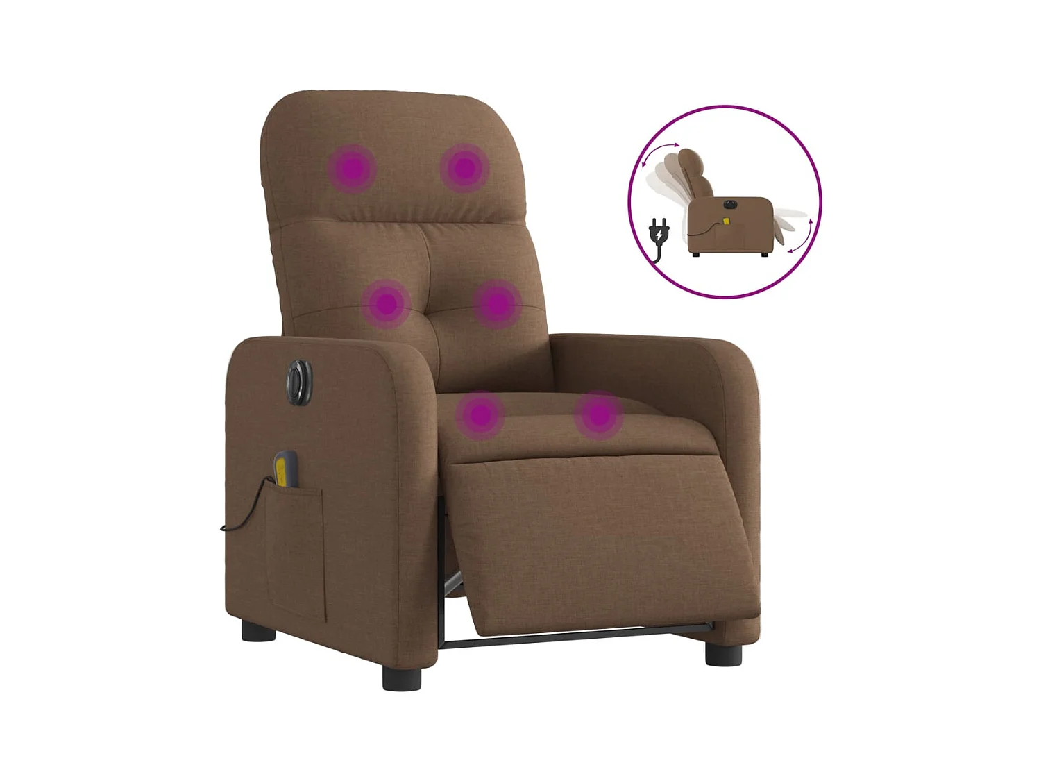 Fauteuil inclinable électrique-Chaise de relax-Fauteuil de Massage marron tissu SHL4712