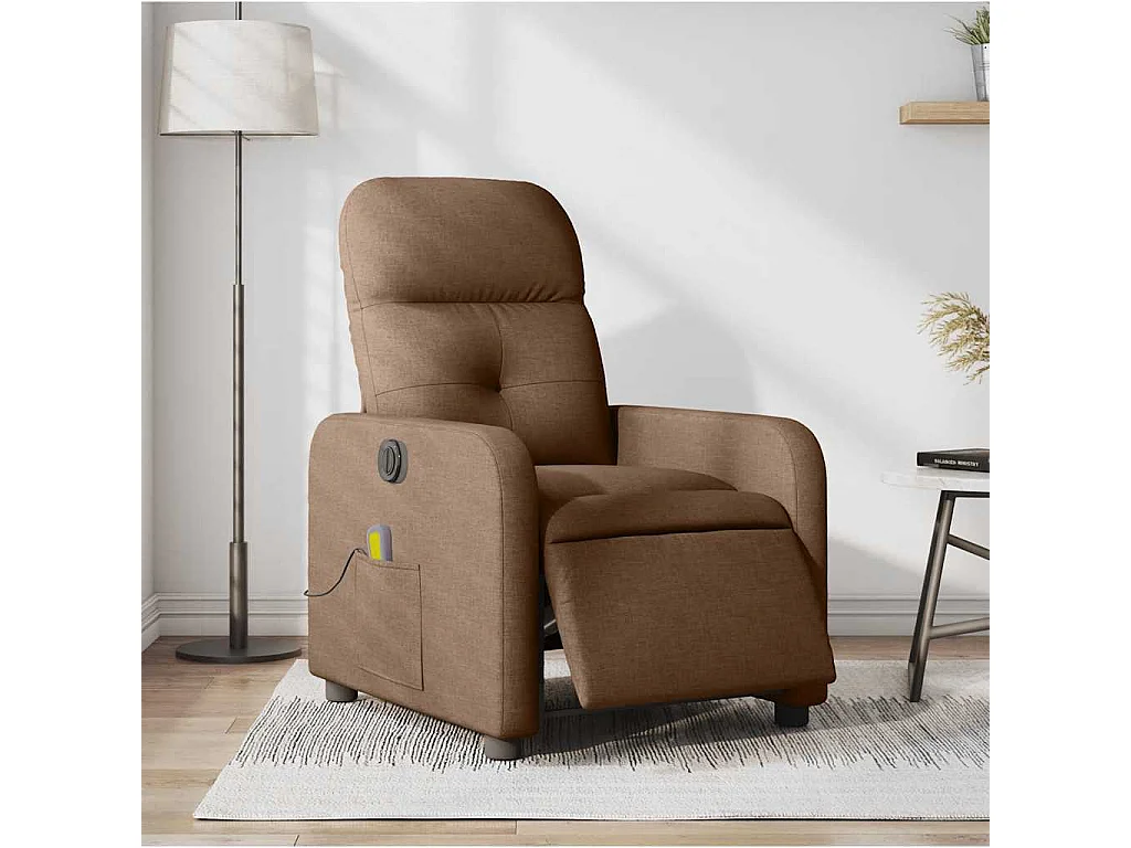 Fauteuil inclinable électrique-Chaise de relax-Fauteuil de Massage marron tissu SHL4712