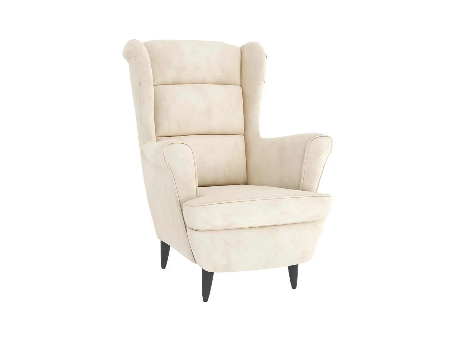 Sillón de salón | Silla | Sillón orejero y taburete de terciopelo crema SHL4044