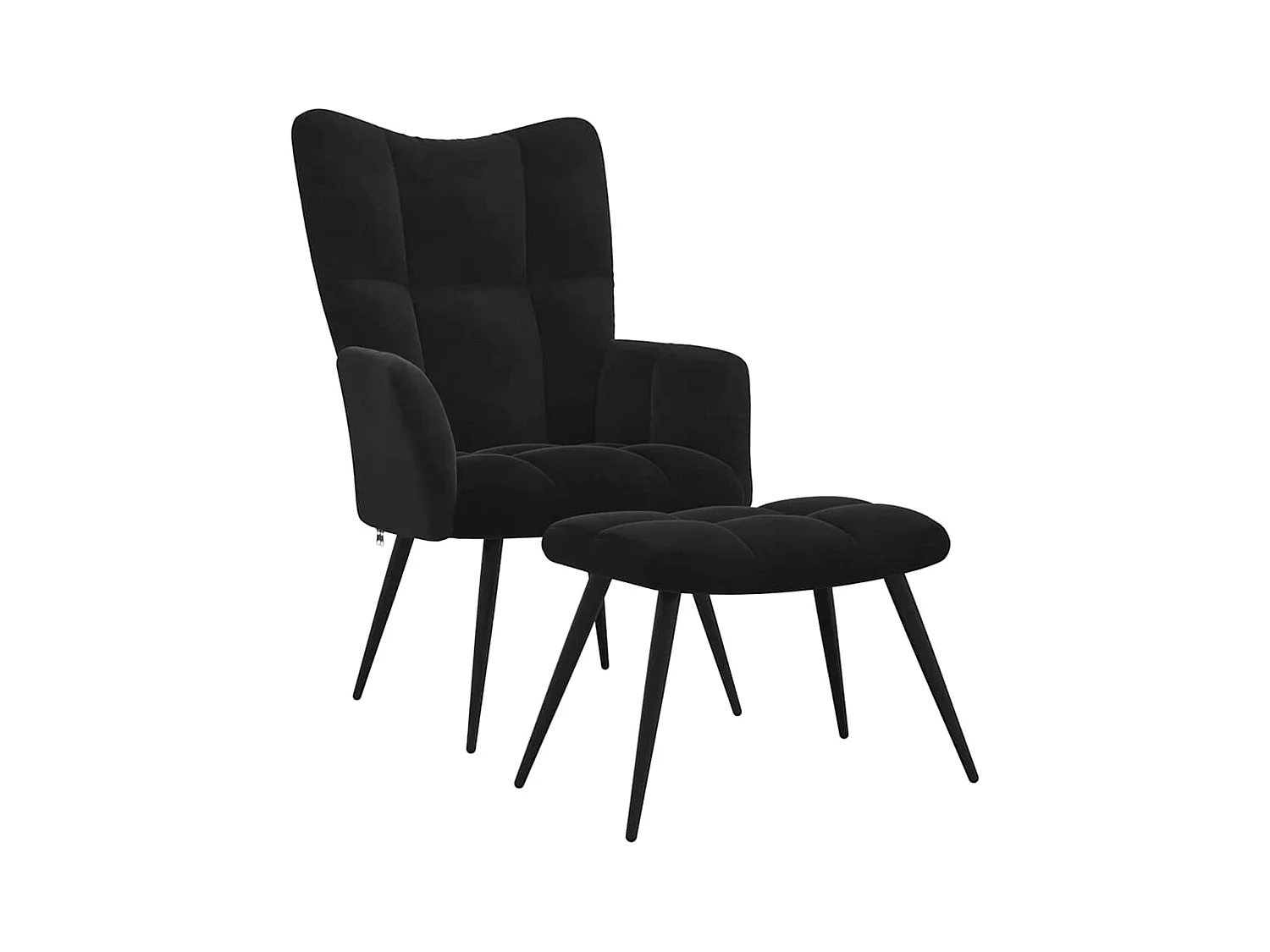 Sillón de relax | Sillón relajante con taburete de terciopelo negro SHL4943