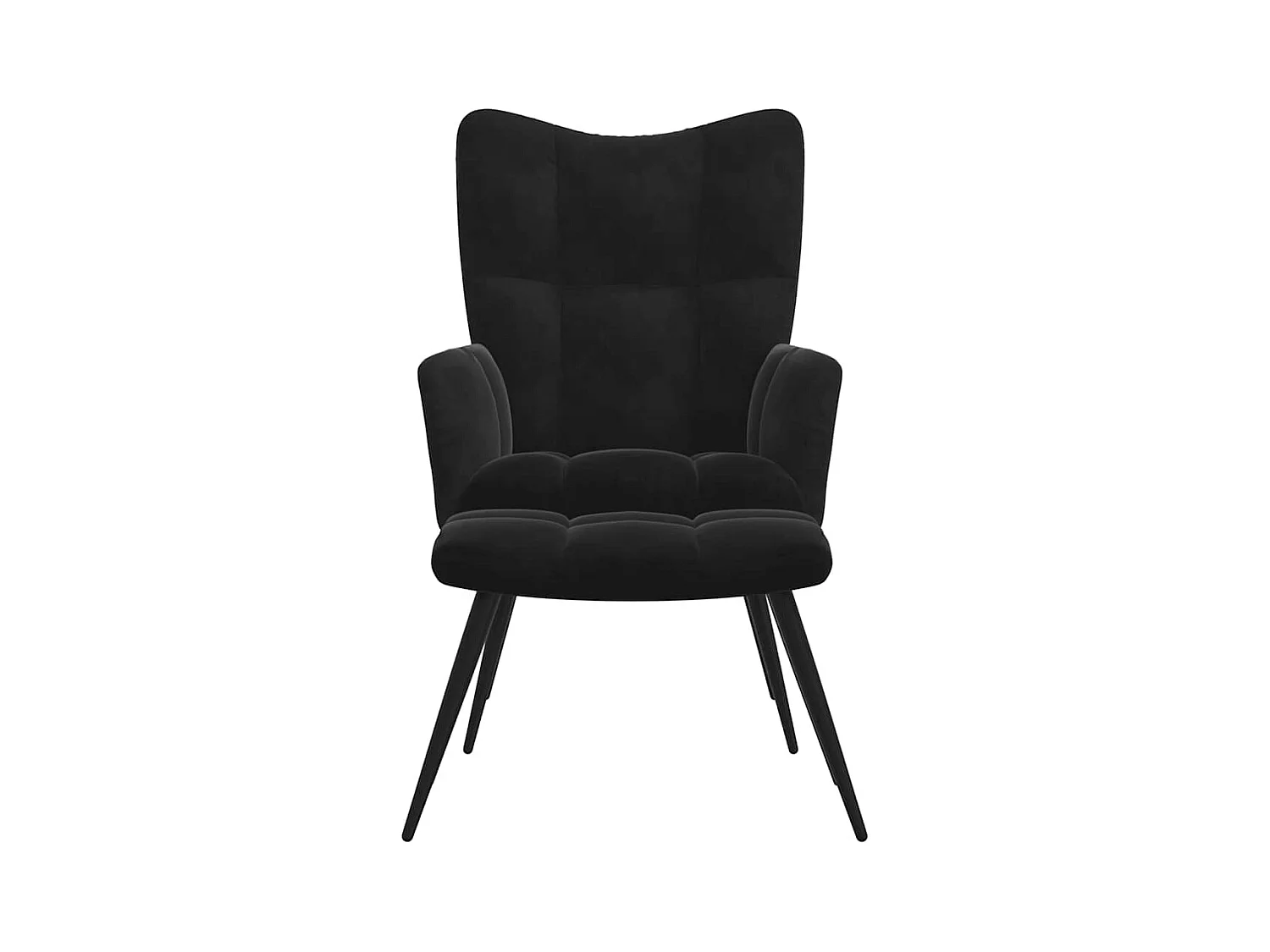 Sillón de relax | Sillón relajante con taburete de terciopelo negro SHL4943