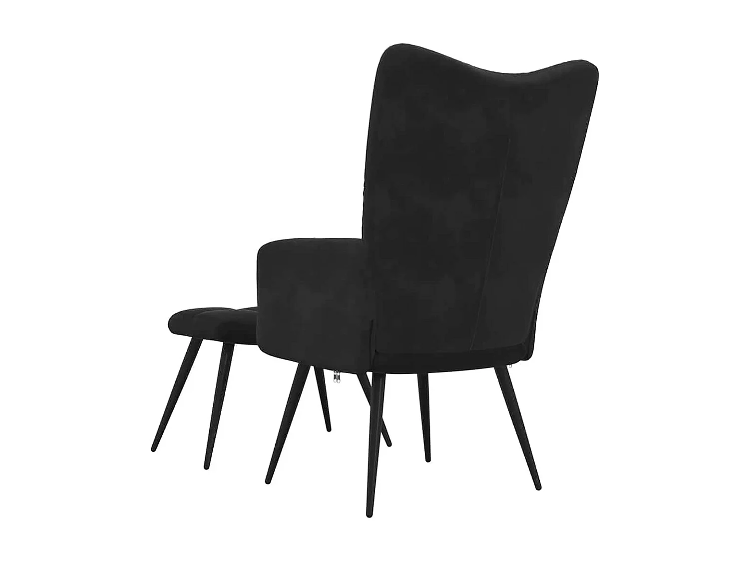 Relaxsessel mit Hocker | Lounge Sessel Schwarzer Samt SHL6458
