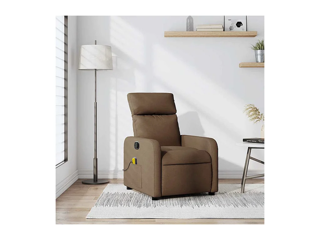 Sillón de relax | Sillón reclinable con masaje de tela marrón SHL7233
