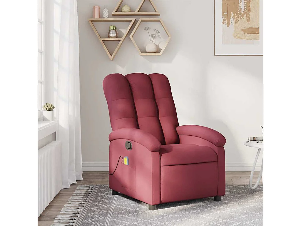 Fauteuil inclinable-Chaise de relax-Fauteuil de Massage Rouge bordeaux Tissu SHL5240