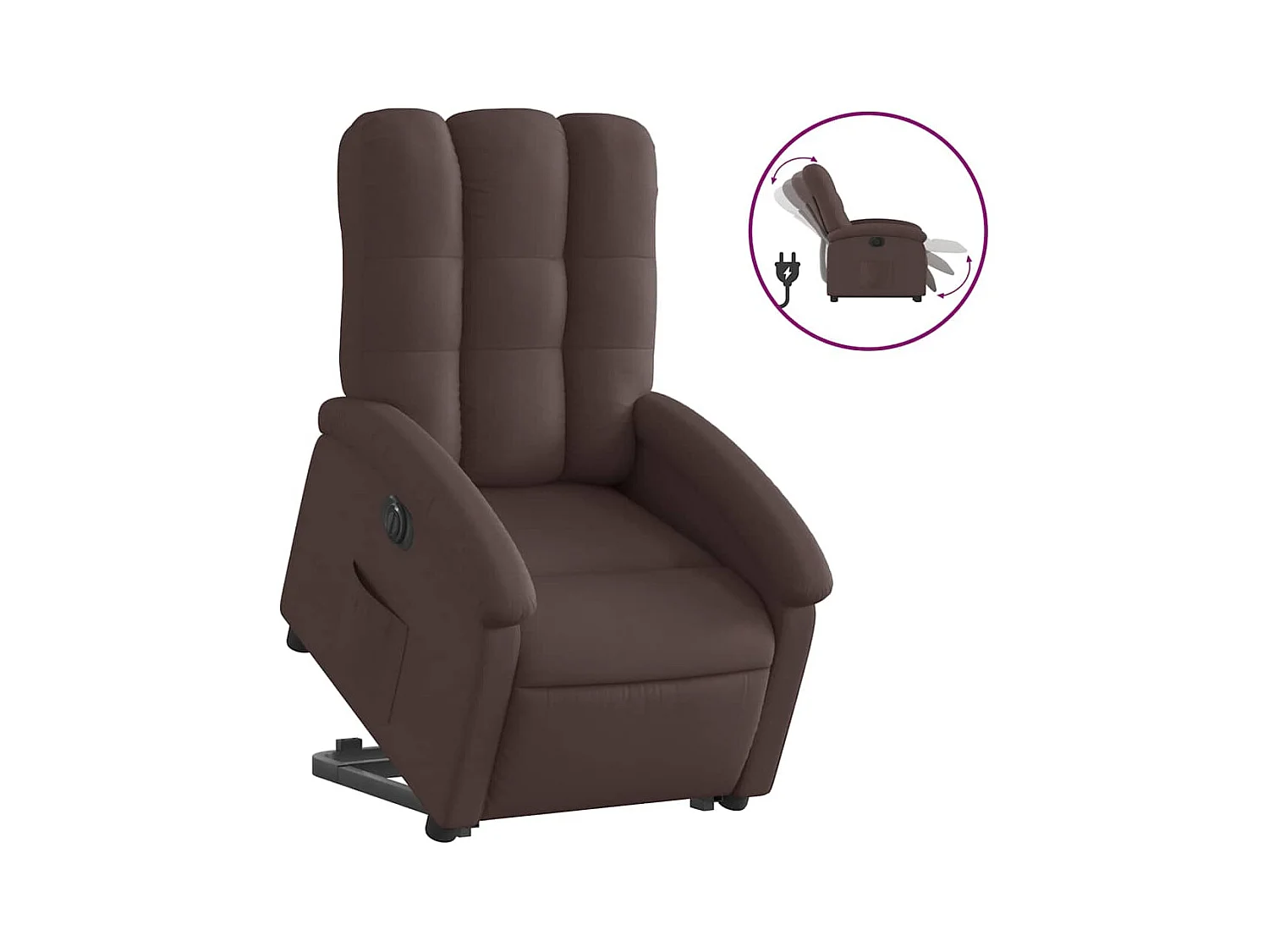 Fauteuil inclinable électrique-Chaise de relax marron foncé tissu SHL1238