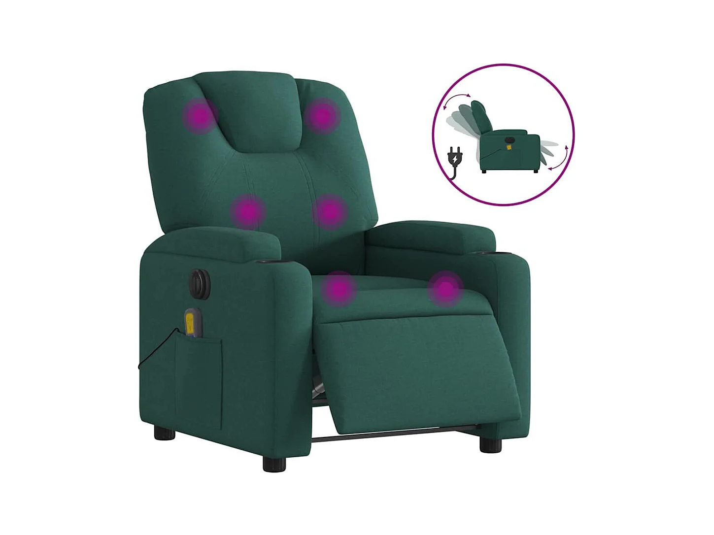 Sillón de relax | Sillón reclinable de masaje eléctrico tela verde oscuro SHL2097