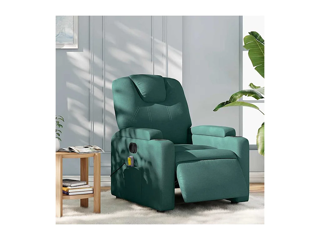 Sillón de relax | Sillón reclinable de masaje eléctrico tela verde oscuro SHL2097