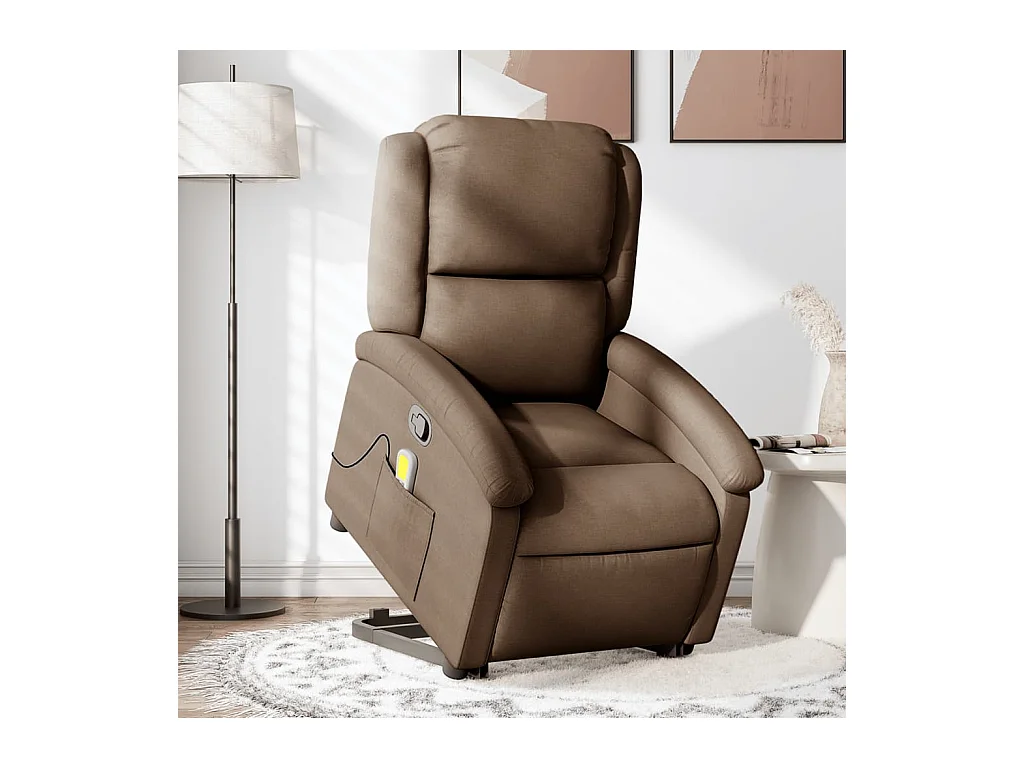 Silla de masaje reclinable de pie de tela marrón SHL3223