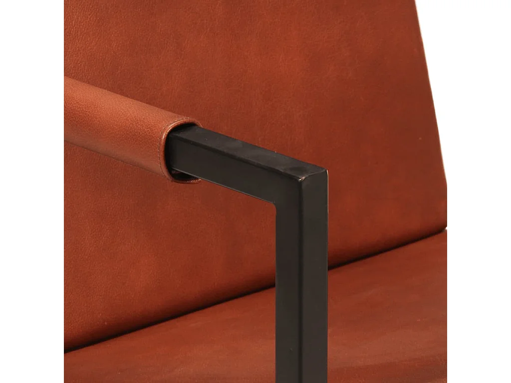 Fauteuil salon-Chaise de relax-Fauteuil marron cuir véritable SHL3477