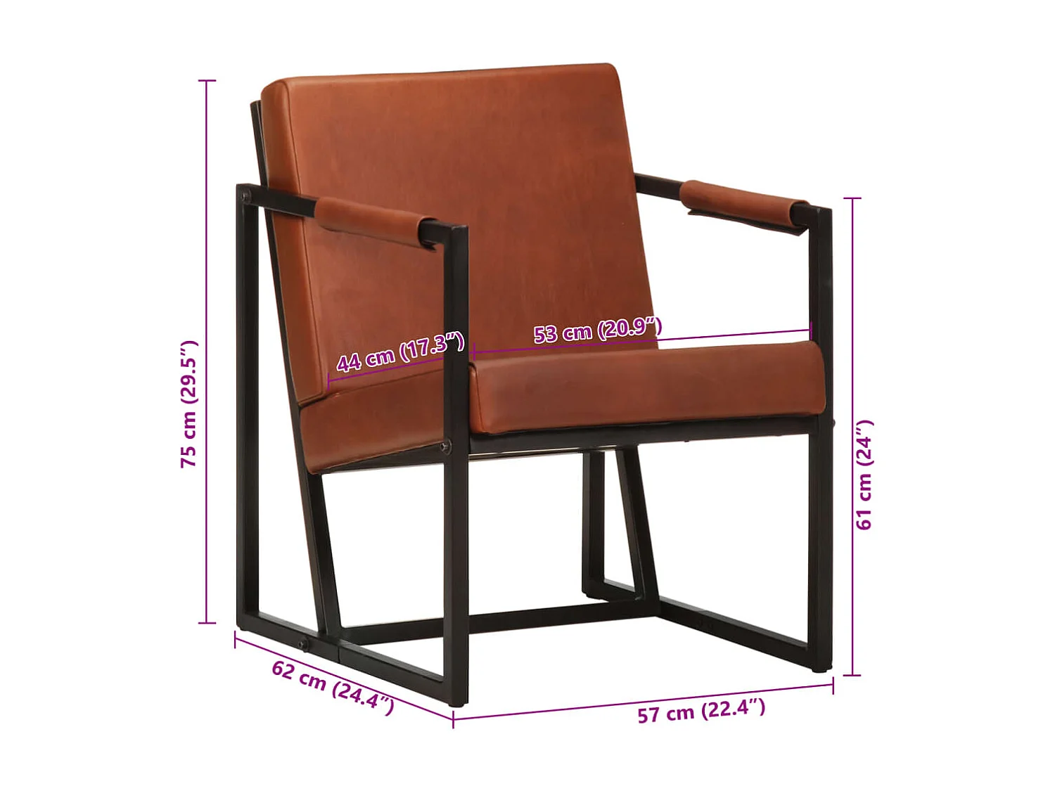 Fauteuil salon-Chaise de relax-Fauteuil marron cuir véritable SHL3477