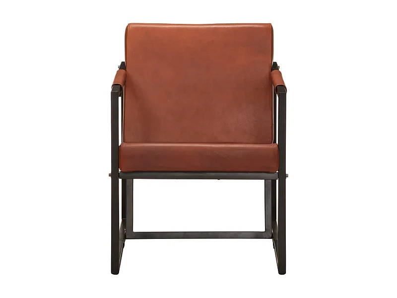 Fauteuil salon-Chaise de relax-Fauteuil marron cuir véritable SHL3477