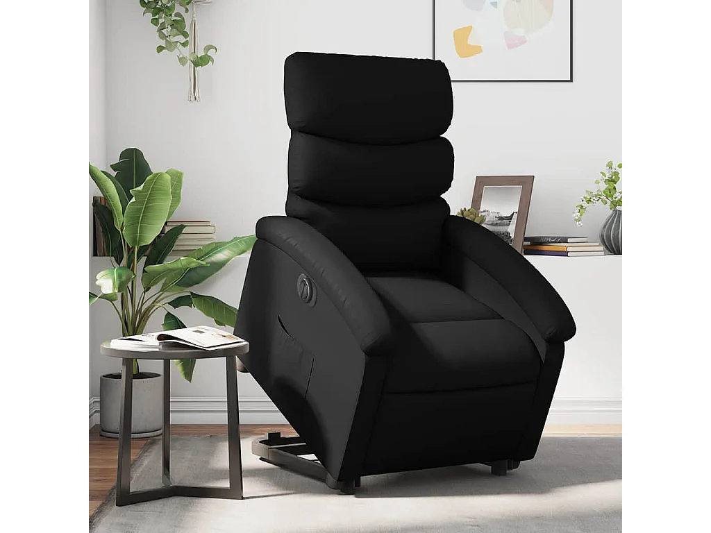 Relaxsessel mit Aufstehhilfe Elektrisch | Lounge Sessel indoor Schwarz Kunstleder SHL13243