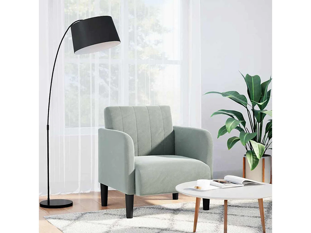 Fauteuil Salon-Chaise de relax avec accoudoirs gris clair 54 cm velours SHL5471