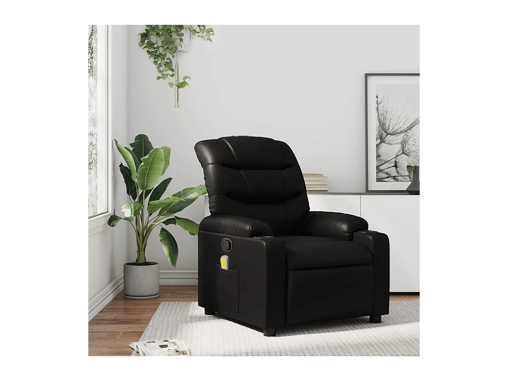Fauteuil inclinable-Chaise de relax-Fauteuil de Massage noir similicuir SHL4428