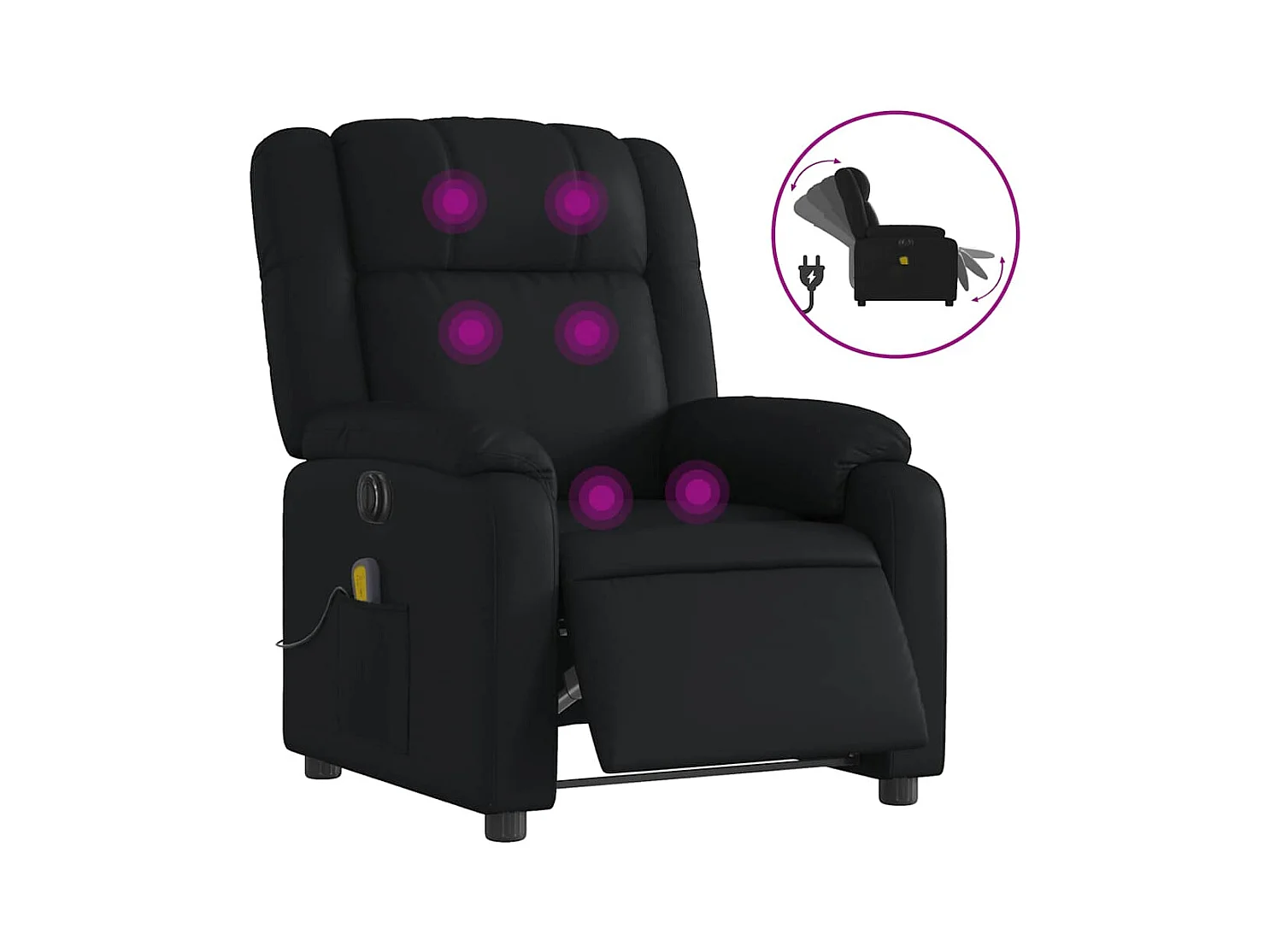 Sillón de salón | Silla | Sillón de masaje reclinable eléctrico cuero sintético negro SHL5728