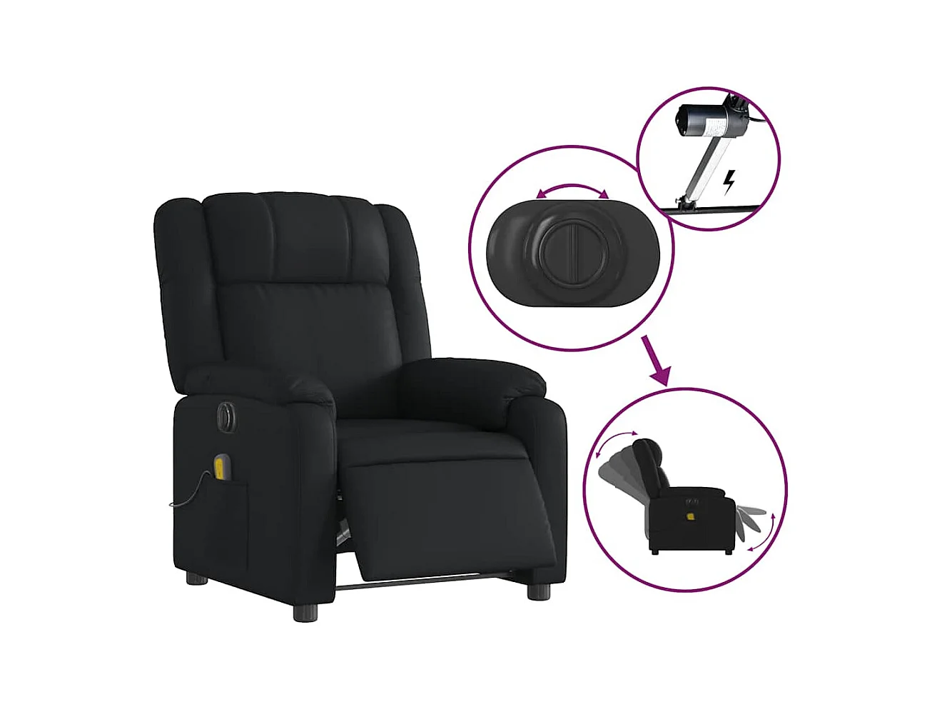 Sillón de salón | Silla | Sillón de masaje reclinable eléctrico cuero sintético negro SHL5728