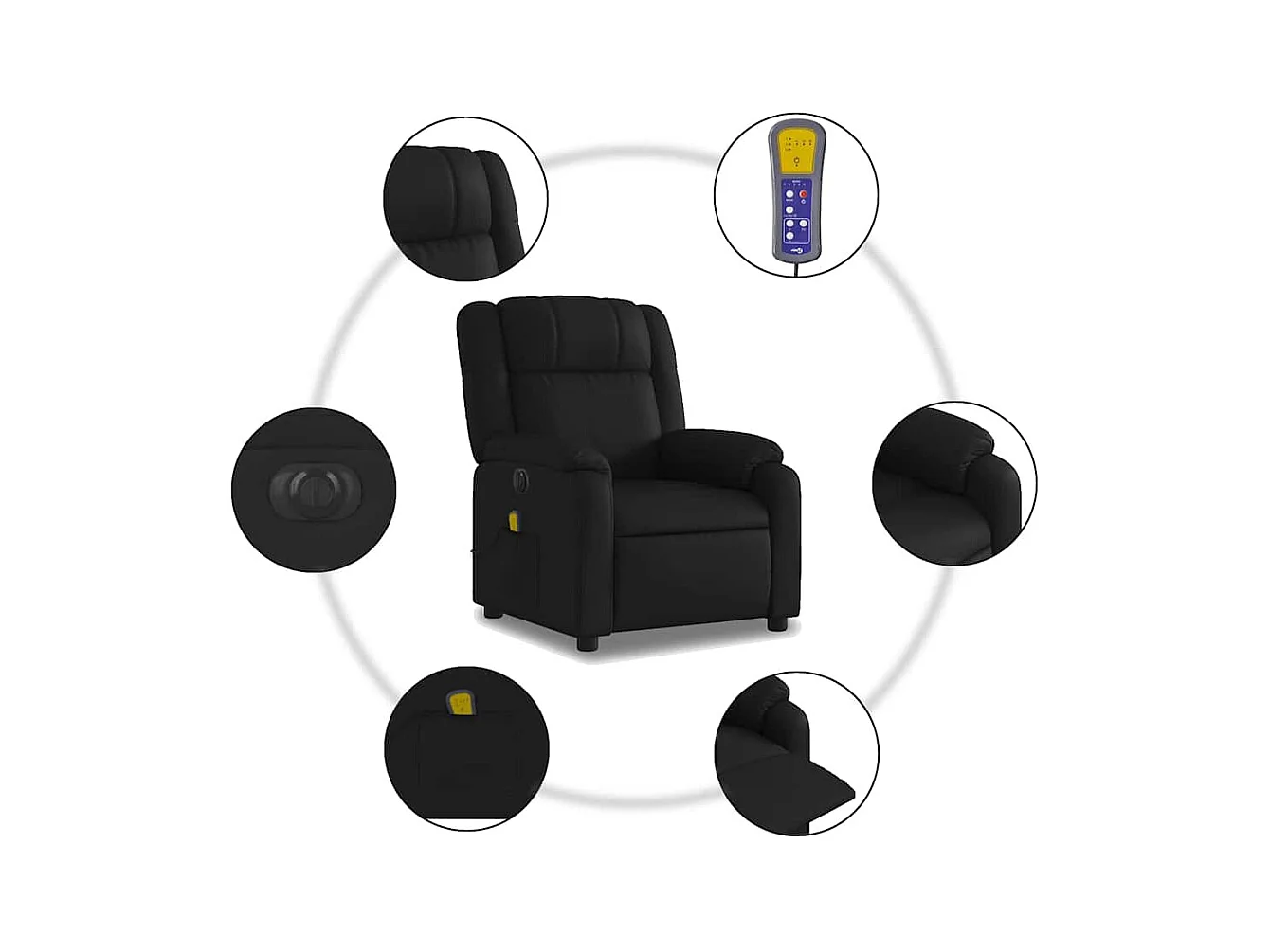 Sillón de salón | Silla | Sillón de masaje reclinable eléctrico cuero sintético negro SHL5728