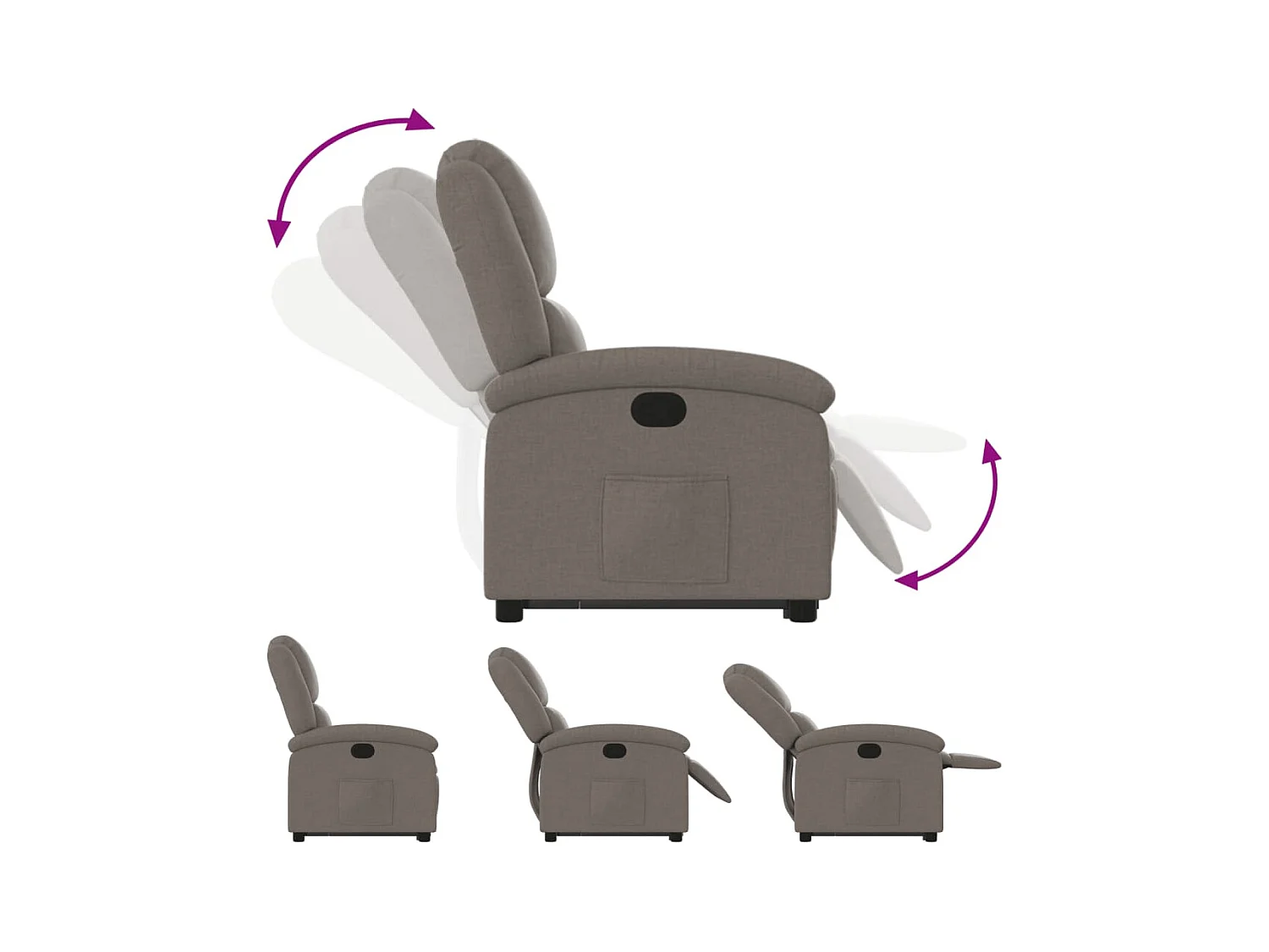 Sillón de relax | Silla | Sillón reclinable elevable tela gris taupe SHL4330