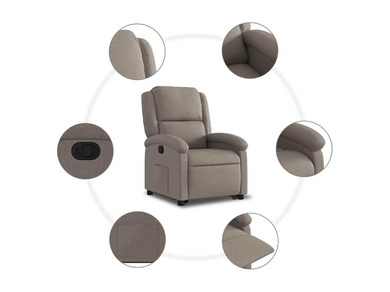 Relaxsessel | Lounge Sessel für Wohnzimmer mit Aufstehhilfe Taupe Stoff SHL23261