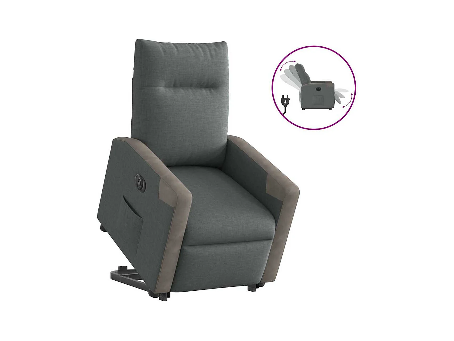Fauteuil inclinable électrique-Chaise de relax-Fauteuil TV gris foncé tissu SHL4529