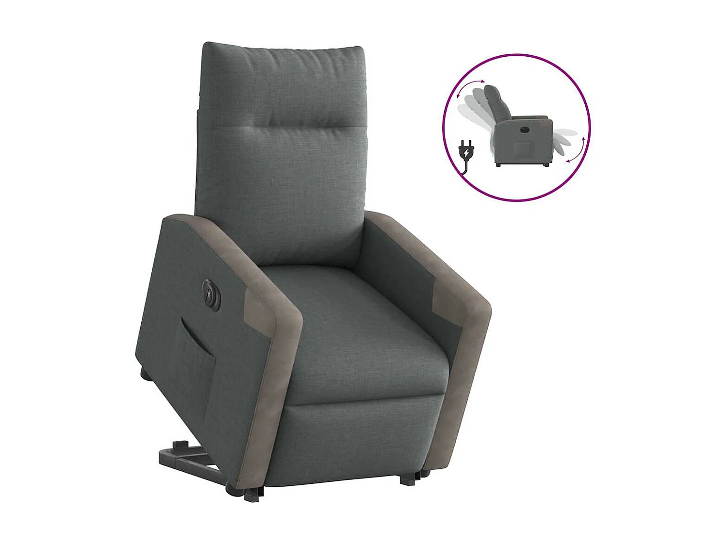 Fauteuil inclinable électrique-Chaise de relax-Fauteuil TV gris foncé tissu SHL4529