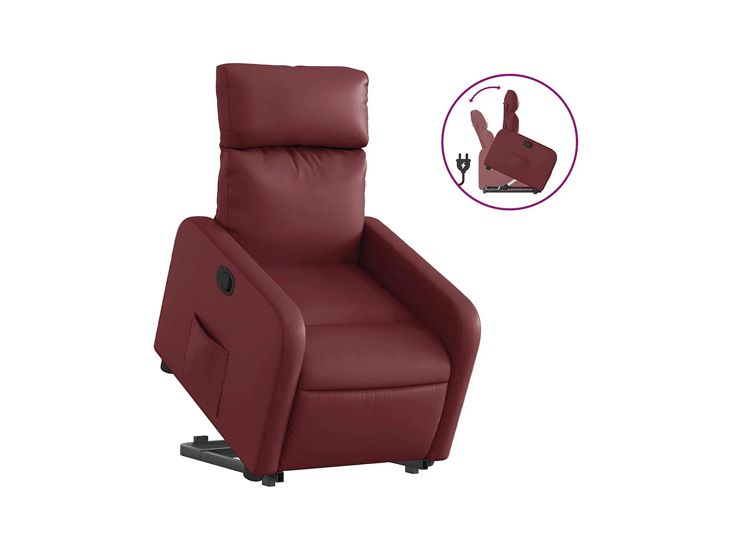 Sillón de relax | Sillón reclinable elevable cuero artificial rojo tinto SHL5476