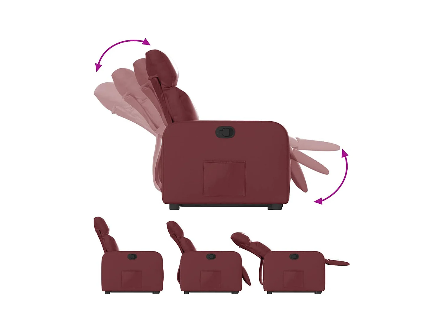 Sillón de relax | Sillón reclinable elevable cuero artificial rojo tinto SHL5476