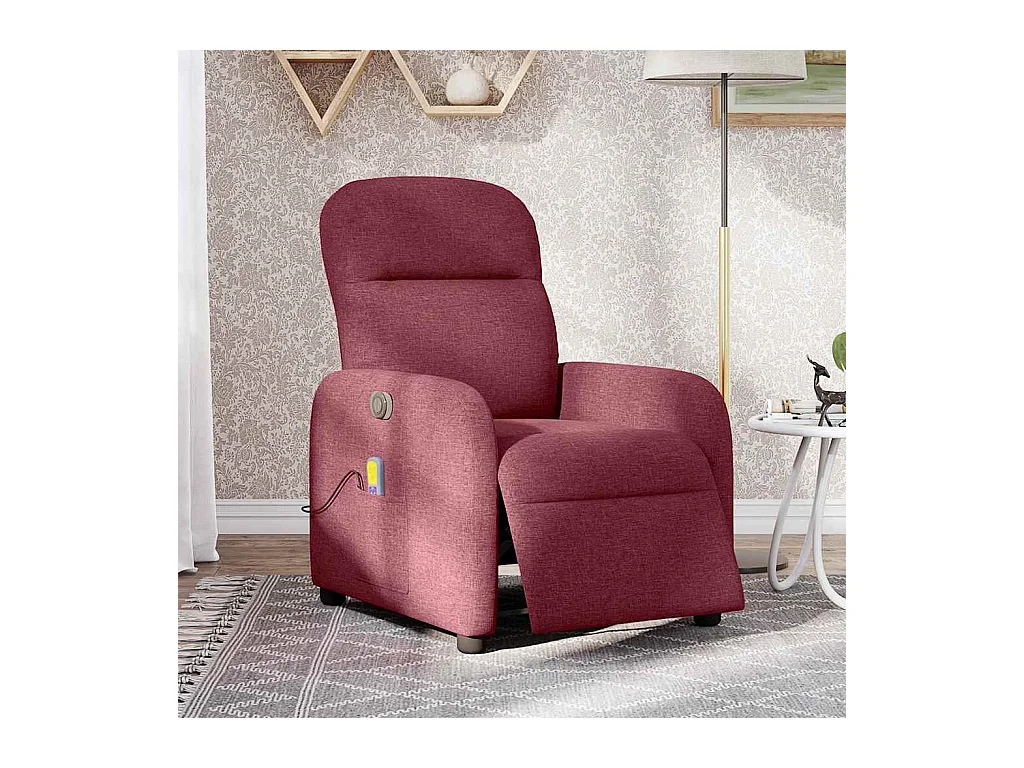 Fauteuil inclinable électrique-Fauteuil de massage de Salon Rouge bordeaux Tissu SHL3775