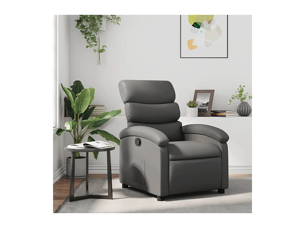 Sillón de relax | Sillón reclinable de cuero sintético gris SHL3893
