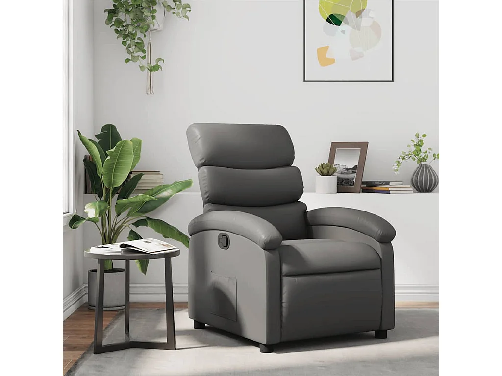 Relaxsessel | Lounge Sessel für Wohnzimmer Grau Kunstleder SHL96243