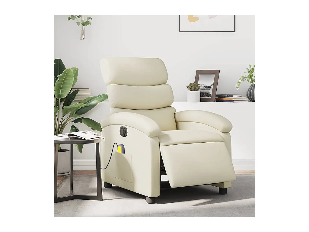 Sillón de salón | Silla | Sillón de masaje reclinable eléctrico cuero sintético crema SHL2126