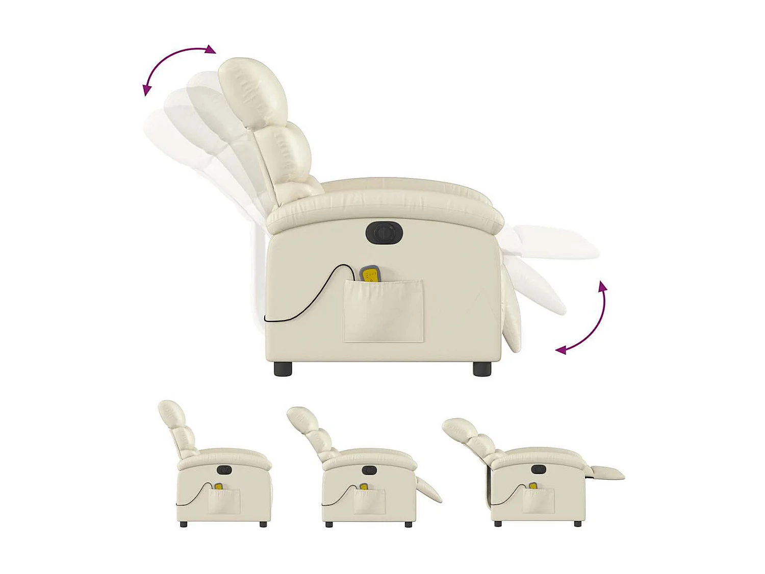 Sillón de salón | Silla | Sillón de masaje reclinable eléctrico cuero sintético crema SHL2126