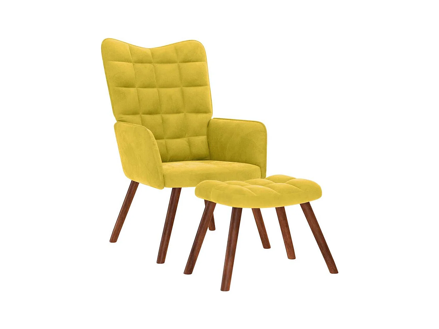 Sillón de relax | Sillón relajante con taburete de terciopelo amarillo SHL9960