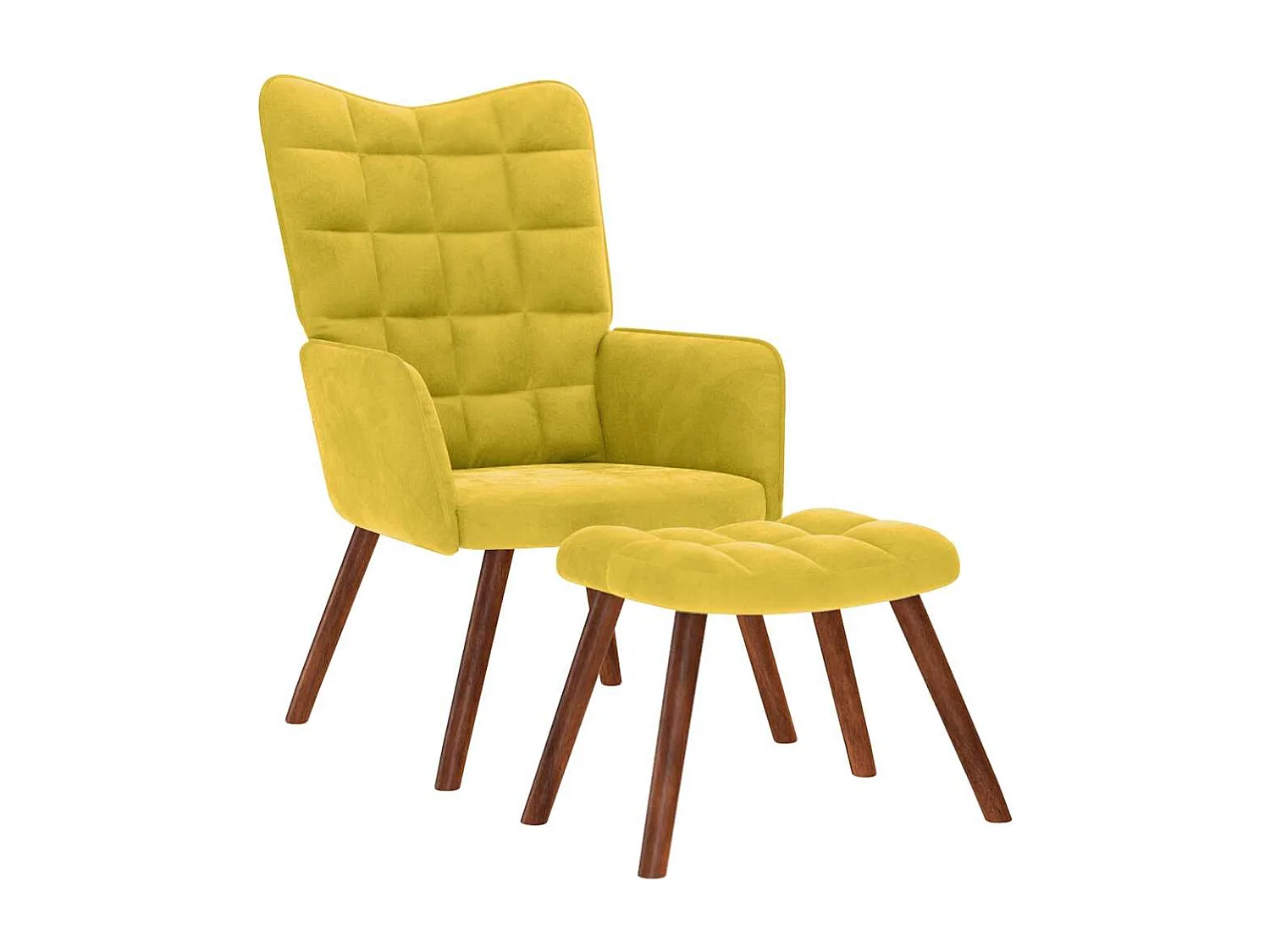Relaxsessel mit Hocker | Lounge Sessel Gelber Samt SHL5764