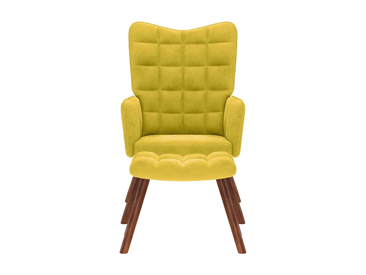 Relaxsessel mit Hocker | Lounge Sessel Gelber Samt SHL5764