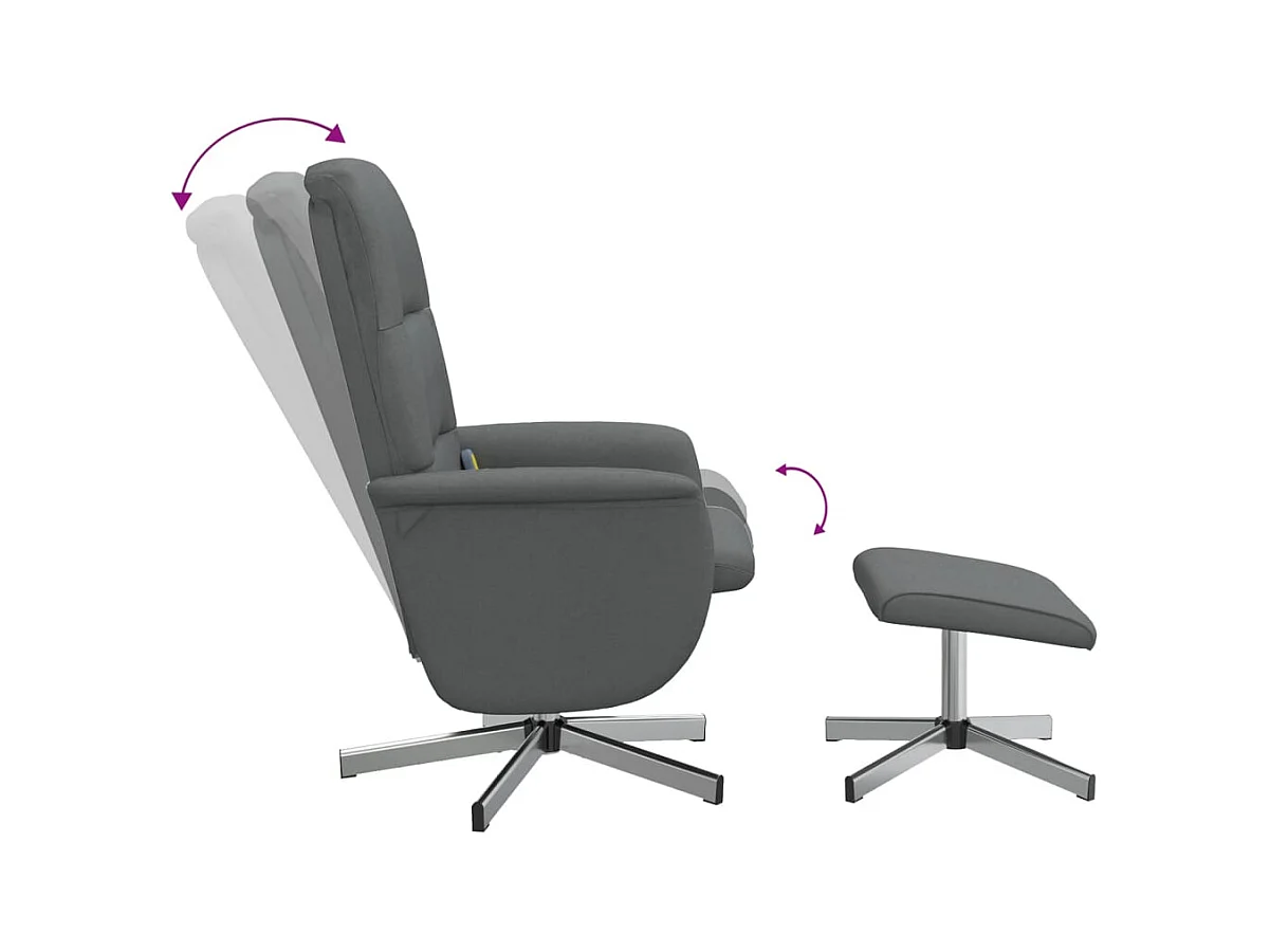 Sillón de relax | Sillón reclinable de masaje con reposapiés tela gris oscuro SHL9799