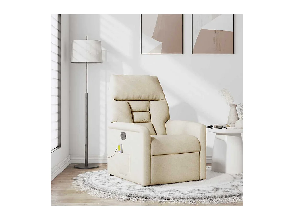 Fauteuil inclinable-Chaise de relax-Fauteuil de Massage Crème Tissu SHL3827
