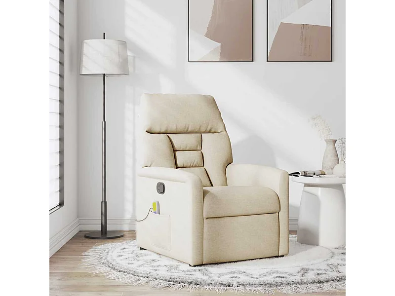 Fauteuil inclinable-Chaise de relax-Fauteuil de Massage Crème Tissu SHL3827