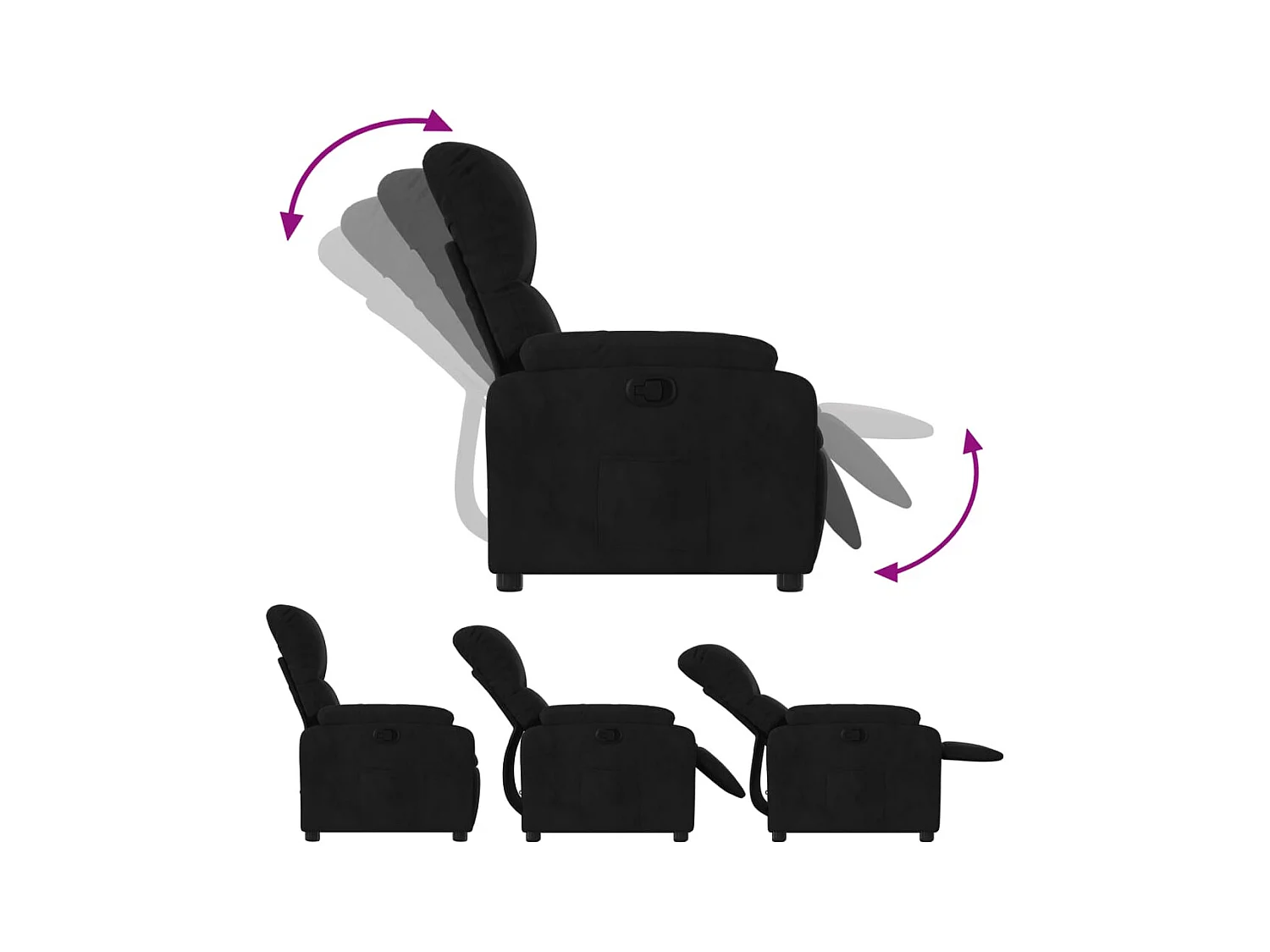 Fauteuil inclinable-Fauteuil salon noir tissu microfibre SHL1586